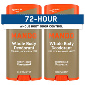 Mando Whole Body Deodorant for Men front view, unscented stick