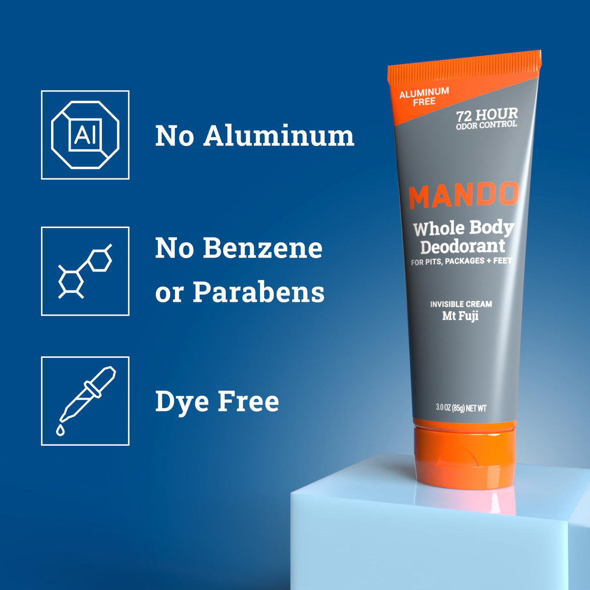 Mando Whole Body Deodorant for Men packaging display