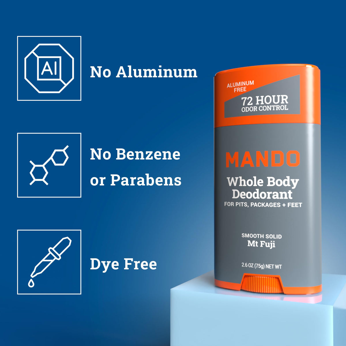 Mando Whole Body Deodorant for Men solid stick close-up