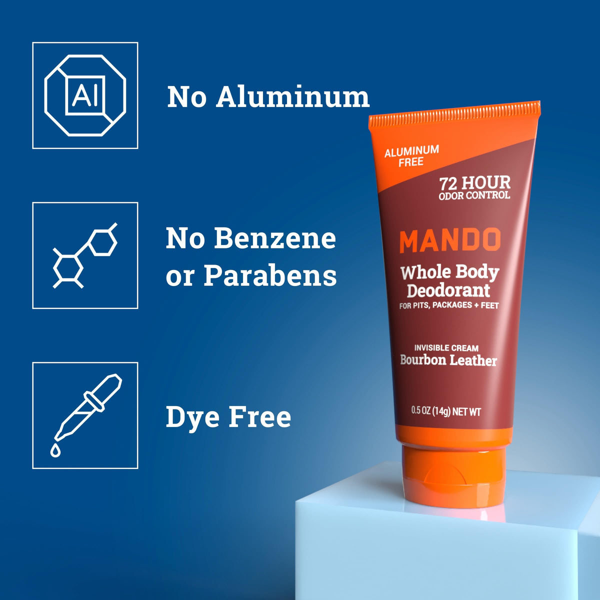 Mando Whole Body Deodorant packaging with two tubes