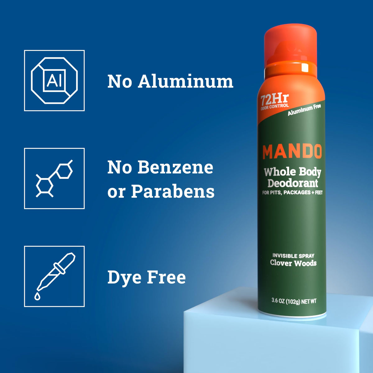 Mando Whole Body Deodorant Spray - 3.6 oz can side view