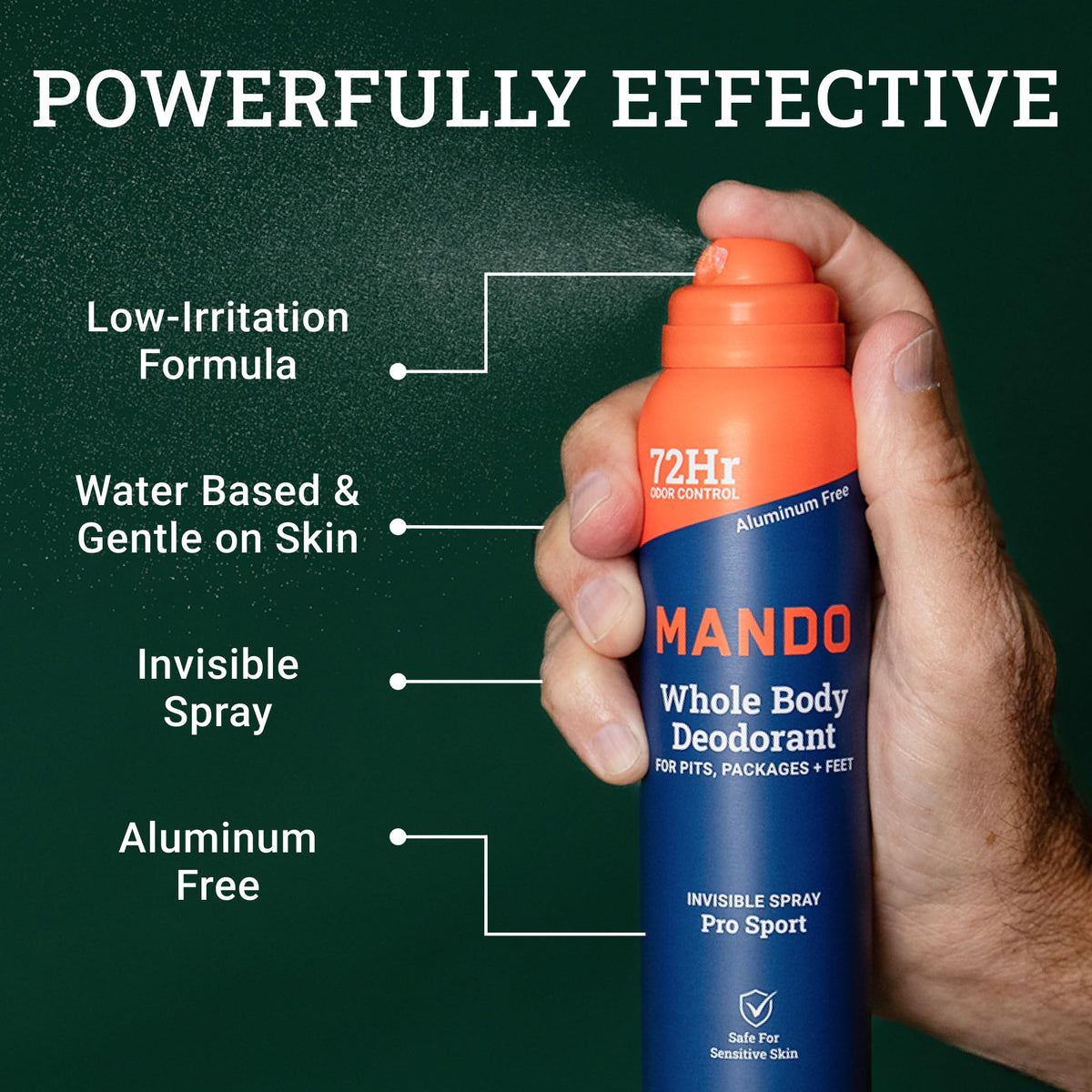 Mando Whole Body Deodorant Spray for Men 3-pack display