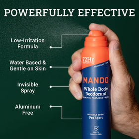 Mando Whole Body Deodorant Spray for Men 3-pack display