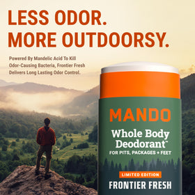 Mando Whole Body Deodorant with fresh pine background