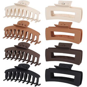 Mandydov Hair Clip Set with 8 non-slip matte claw clips in assorted colours