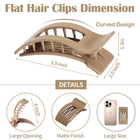 Mandydov Large Flat Hair Clip in beige colour