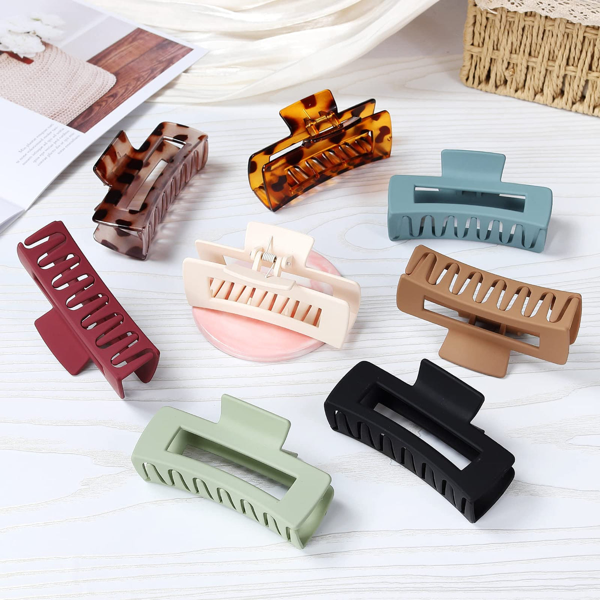 Mandydov large hair claw clip in leopard khaki colour flat lay