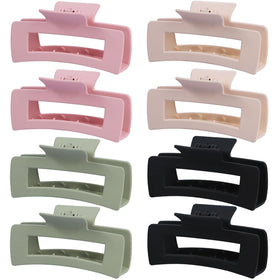Mandydov large hair claw clips set in white, green, pink, and black