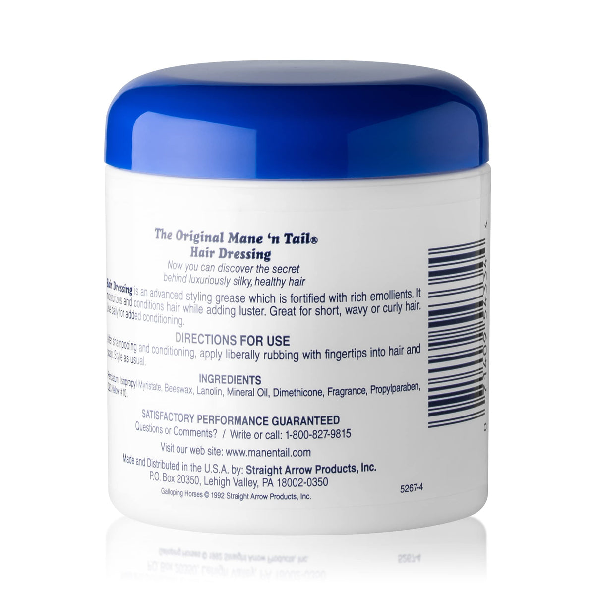 Mane 'n Tail Hair Dressing 5.5oz back view showing ingredients