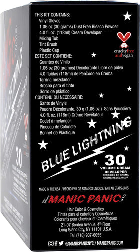 MANIC PANIC Blue Lightning Hair Bleach Kit gloves and plastic cap