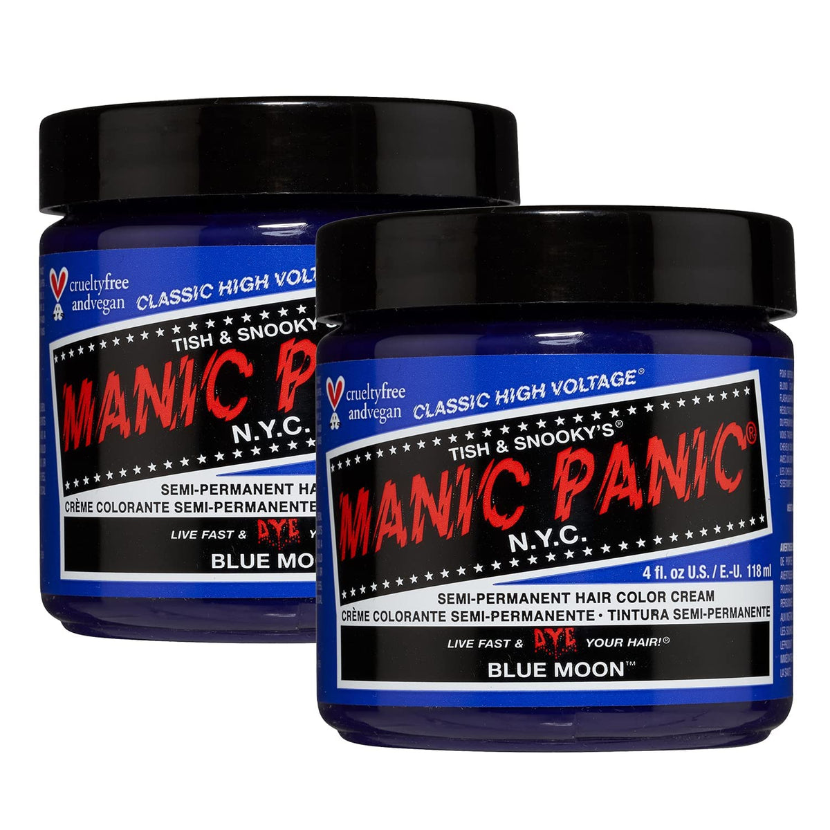 MANIC PANIC Classic Blue Moon Semi Permanent Hair Colour front view