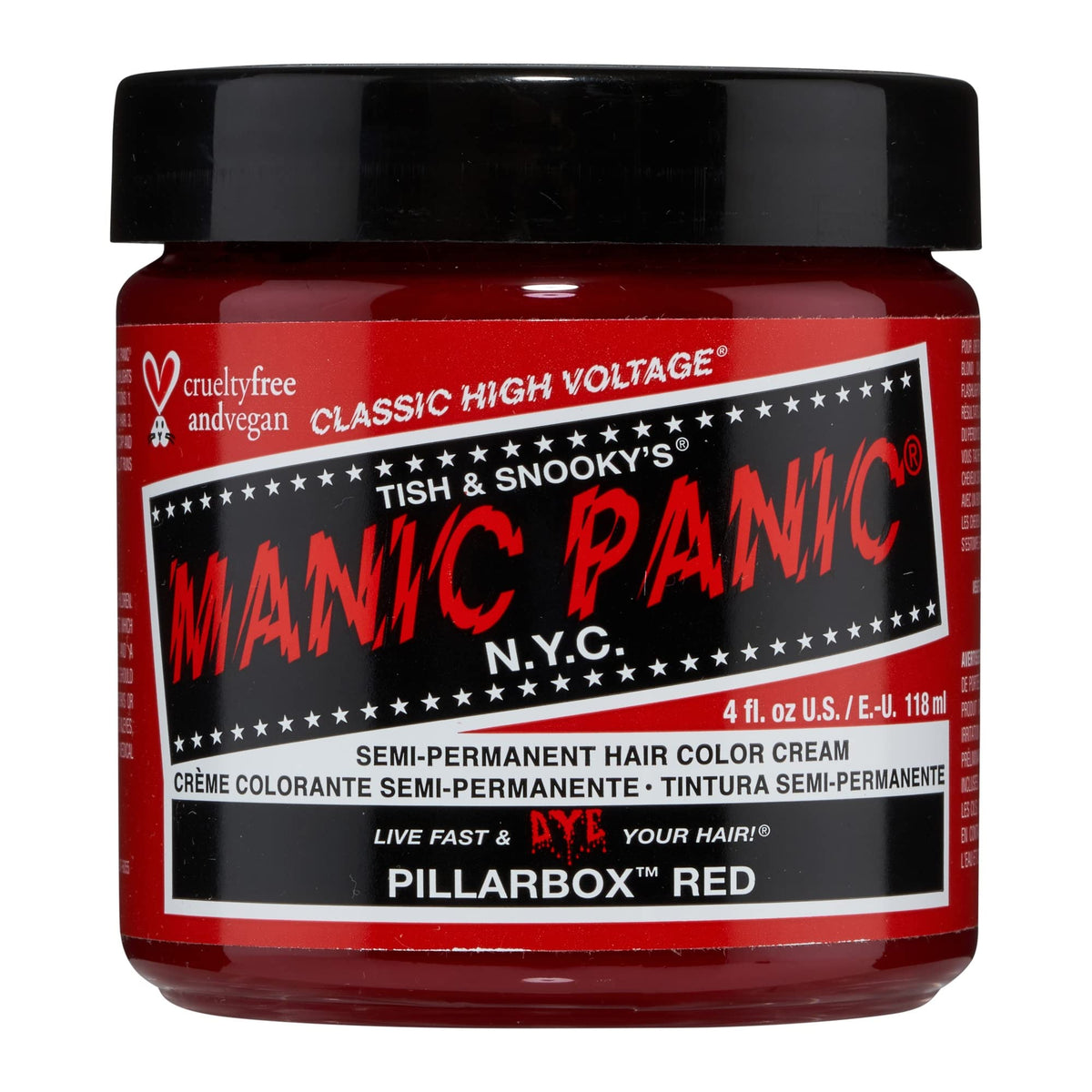 MANIC PANIC Classic Pillarbox Red semi-permanent hair colour 4oz front view