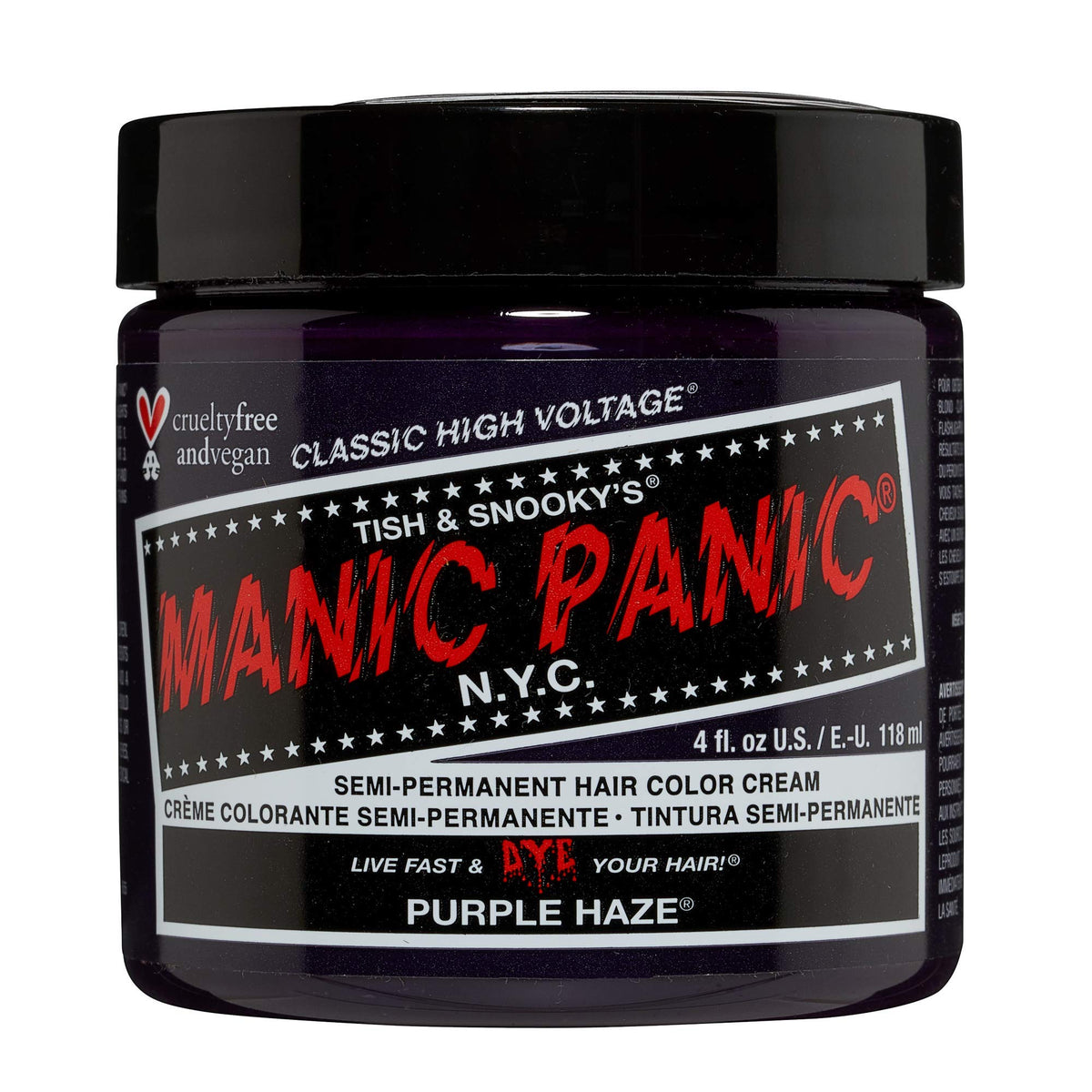MANIC PANIC Classic Purple Haze semi-permanent hair colour 4oz front view
