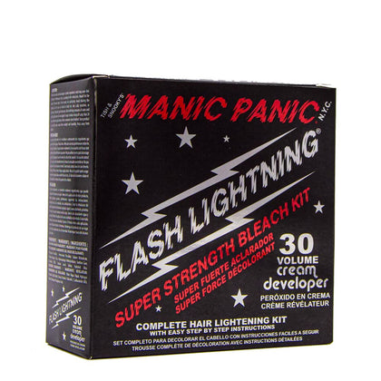 MANIC PANIC Flash Lightning Hair Bleach Kit packaging with bleach powder and developer