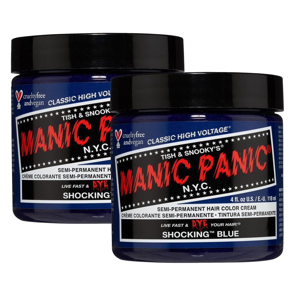 MANIC PANIC Shocking Blue Semi Permanent Hair Colour front view