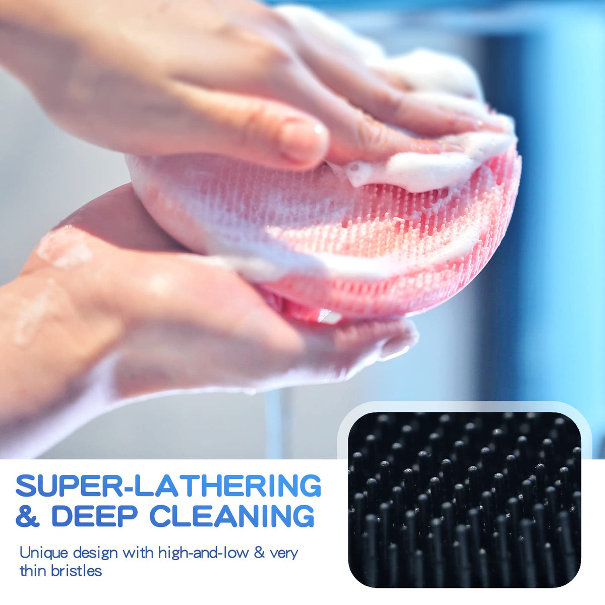 Manmihealth Soft Silicone Shower Brush back view