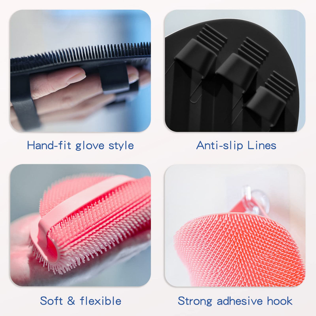 Manmihealth Soft Silicone Shower Brush held in hand
