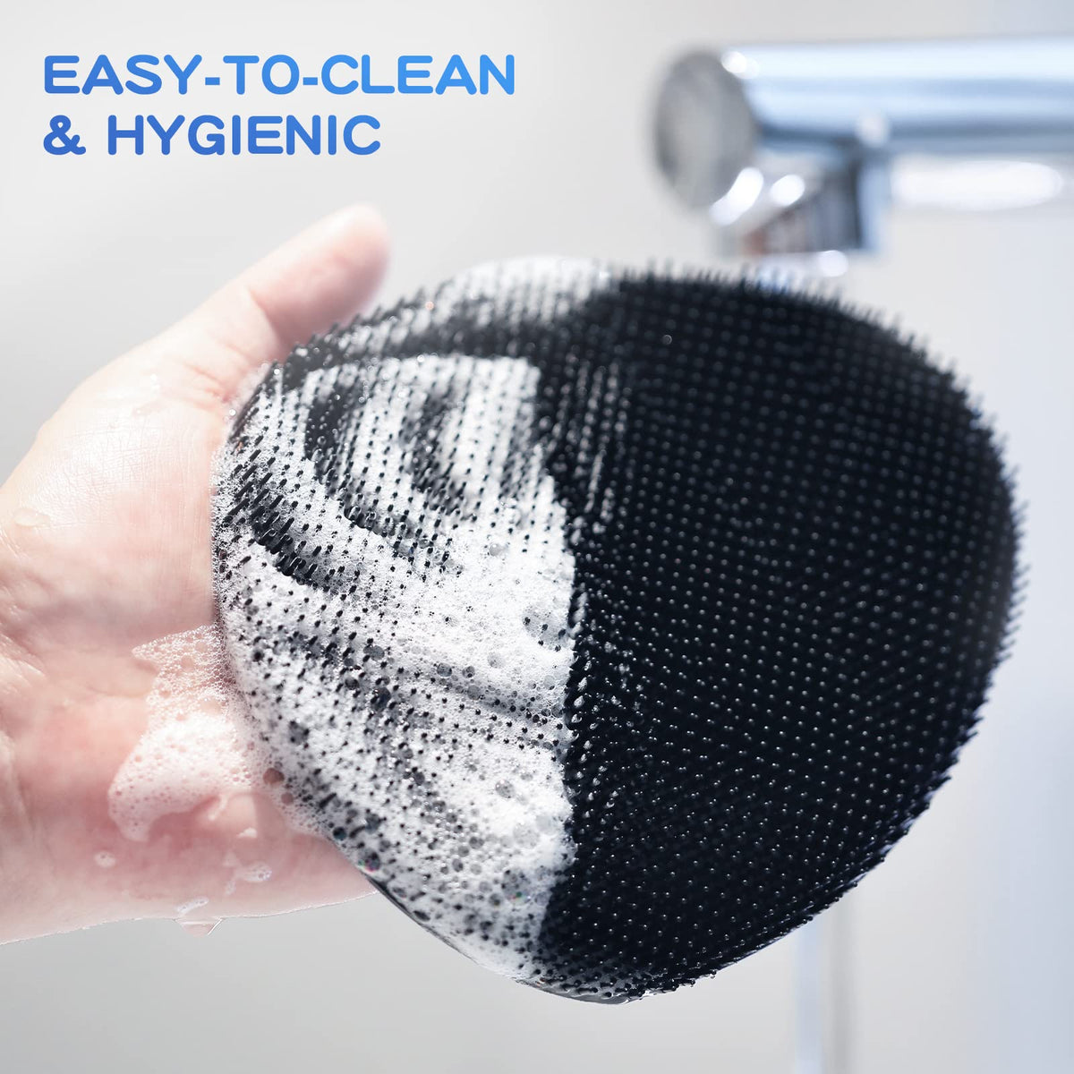 Manmihealth Soft Silicone Shower Brush in bathroom setting