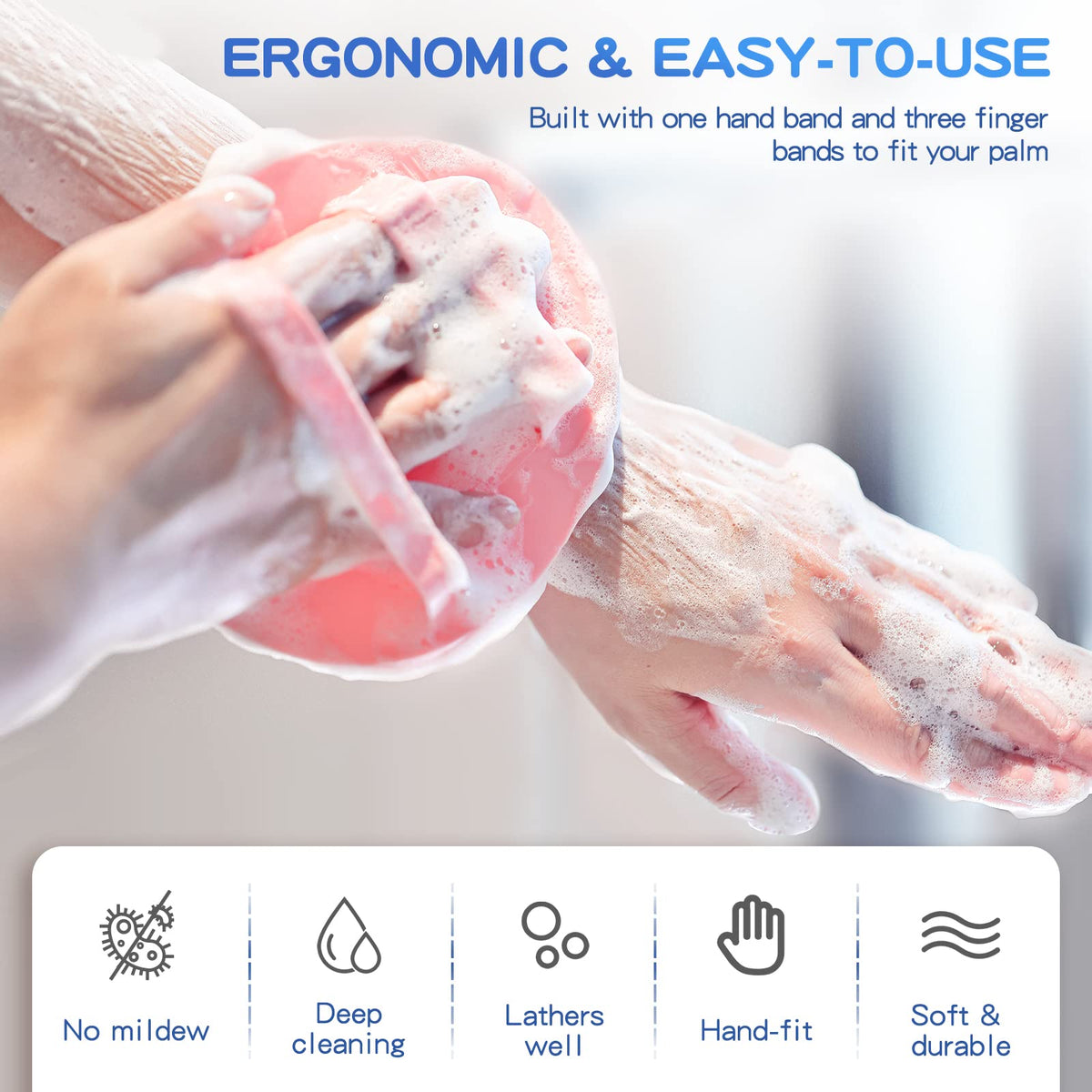 Manmihealth Soft Silicone Shower Brush with adhesive hook