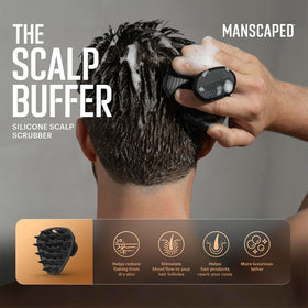 MANSCAPED Scalp Buffer ergonomic design in hand