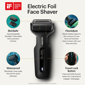 MANSCAPED The Chairman™ Plus shaver side view with interchangeable blade heads
