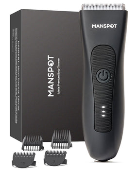 MANSPOT Groin & Body Hair Trimmer front view with ceramic blade