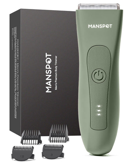 MANSPOT Manscape Hair Trimmer front view with ergonomic design