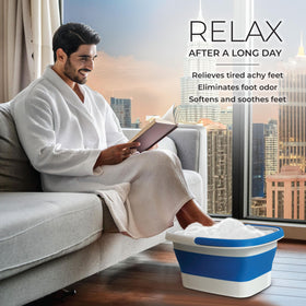 Mantello Foot Bath displayed next to foot care products