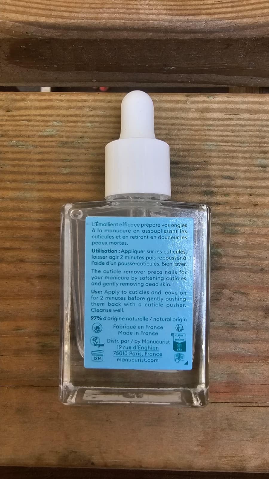 Manucurist Cuticle Remover Gel in a nail care setup