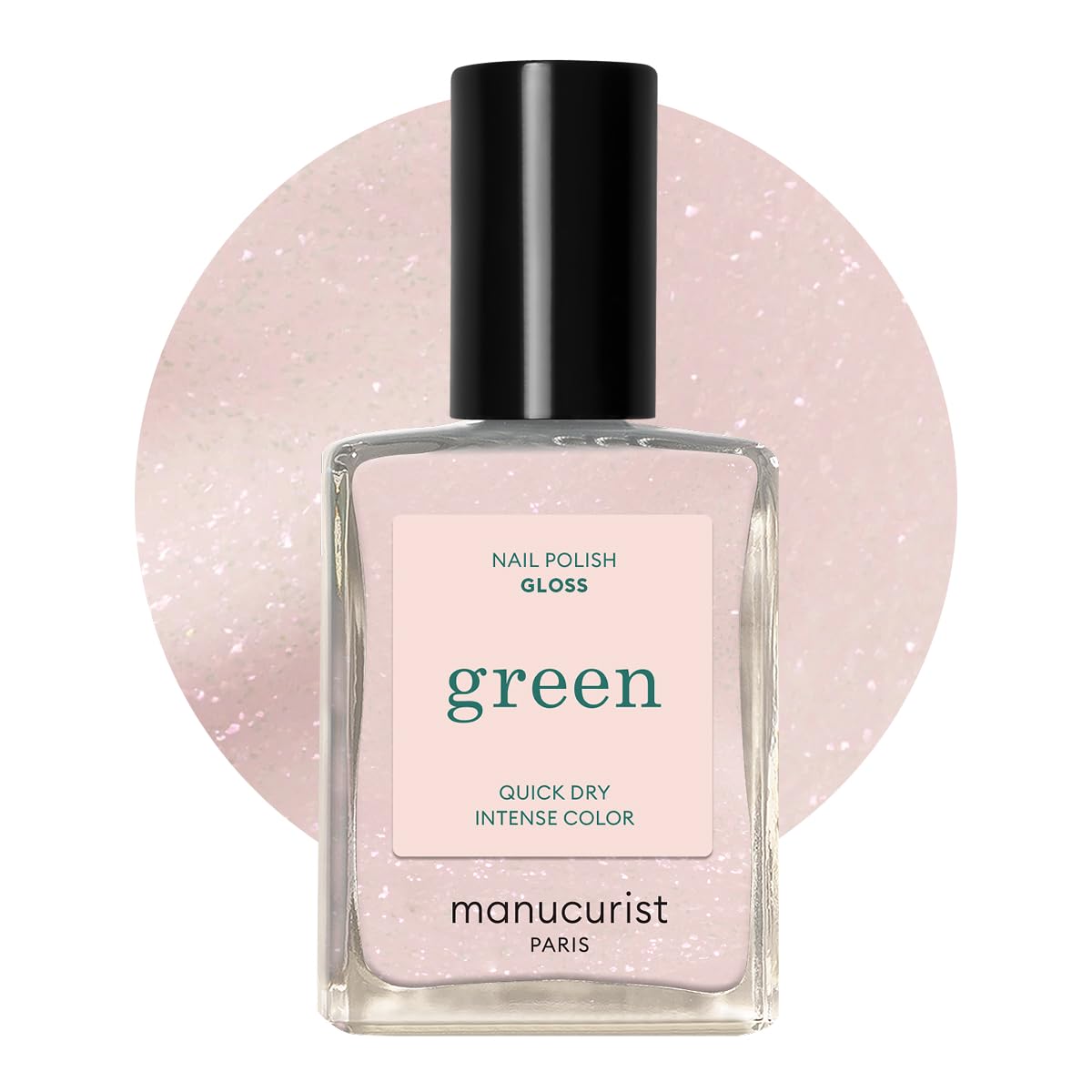 Manucurist Green Gloss Iridescent White Nail Polish front view