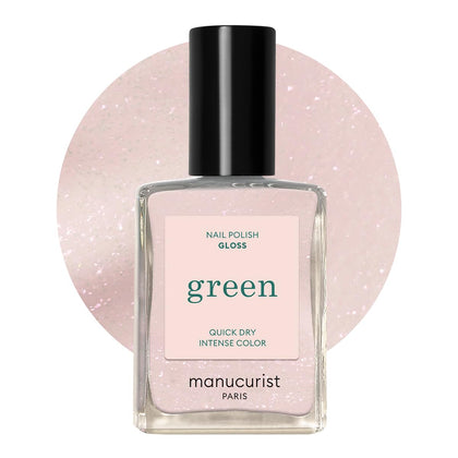 Manucurist Green Gloss Iridescent White Nail Polish front view