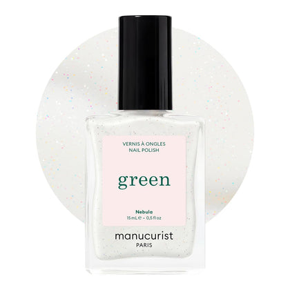 Manucurist Green Nebula Holographic White Nail Polish front view