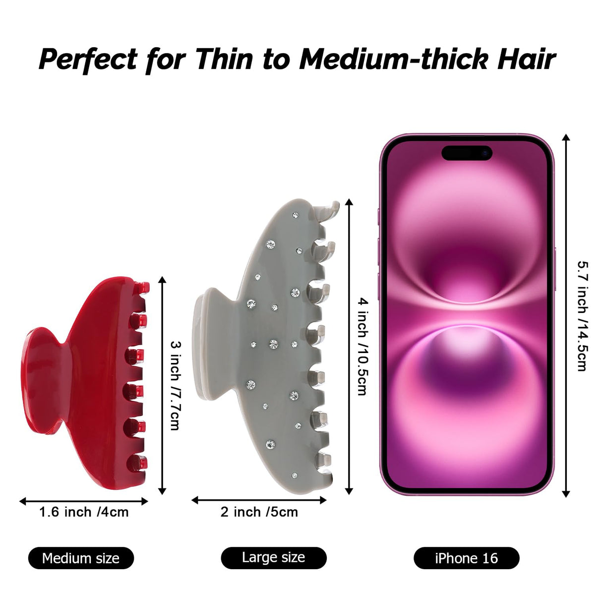 MAORULU Medium Acetate Hair Claw Clip side view showing glossy finish