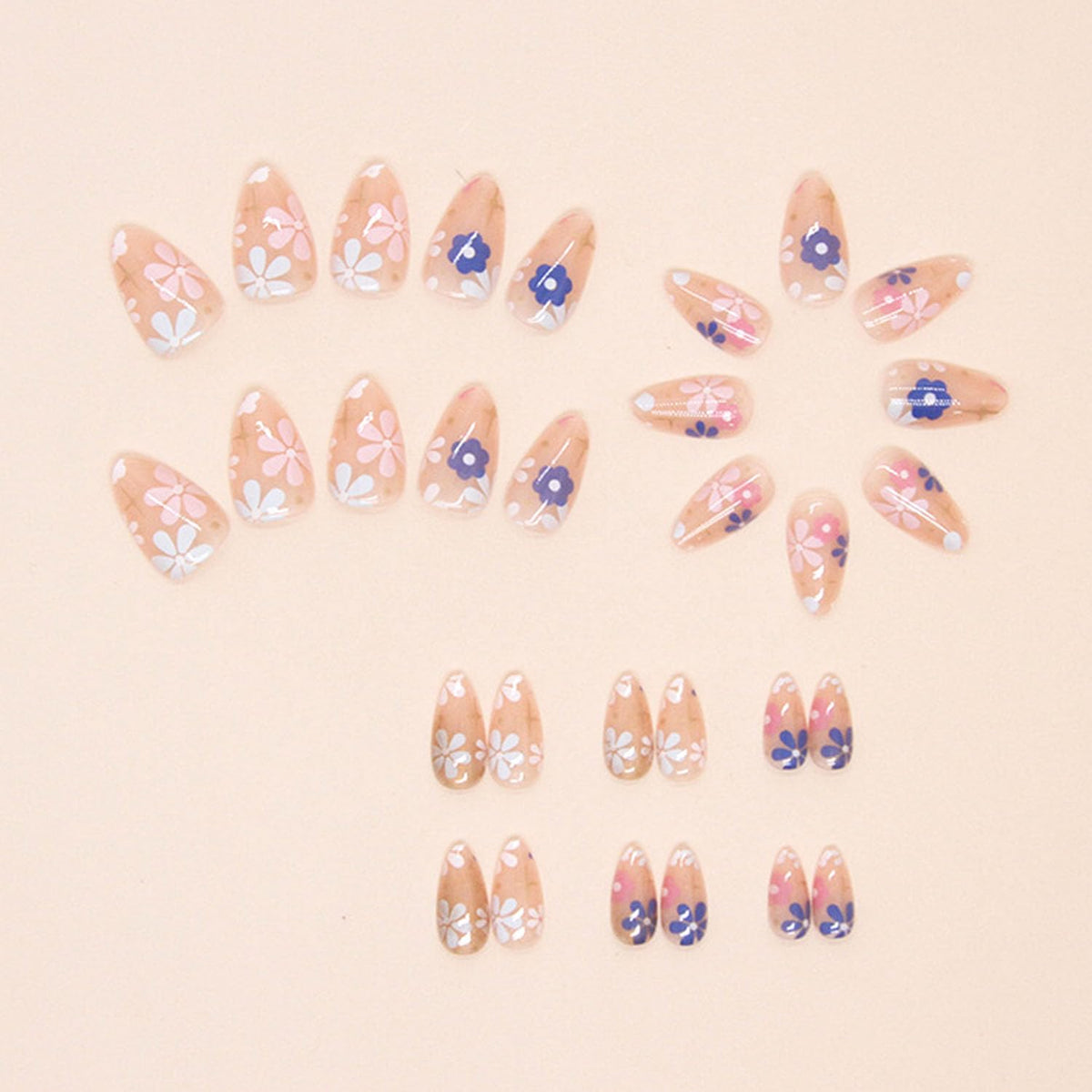MAOTTIE almond fake nails set with jelly glue stickers