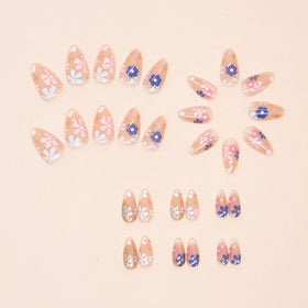 MAOTTIE almond fake nails set with jelly glue stickers