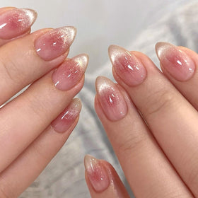 MAOTTIE Cat Eye Press On Nails pink gradient front view