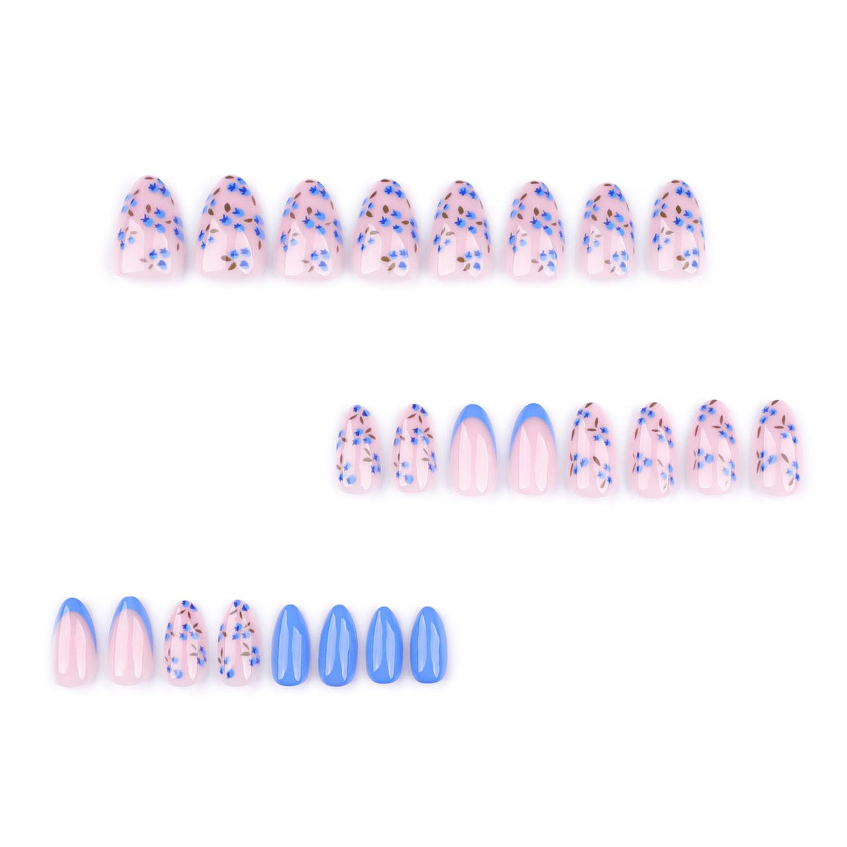 MAOTTIE Press On Nails Almond Blue French Tip application process