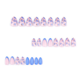 MAOTTIE Press On Nails Almond Blue French Tip application process