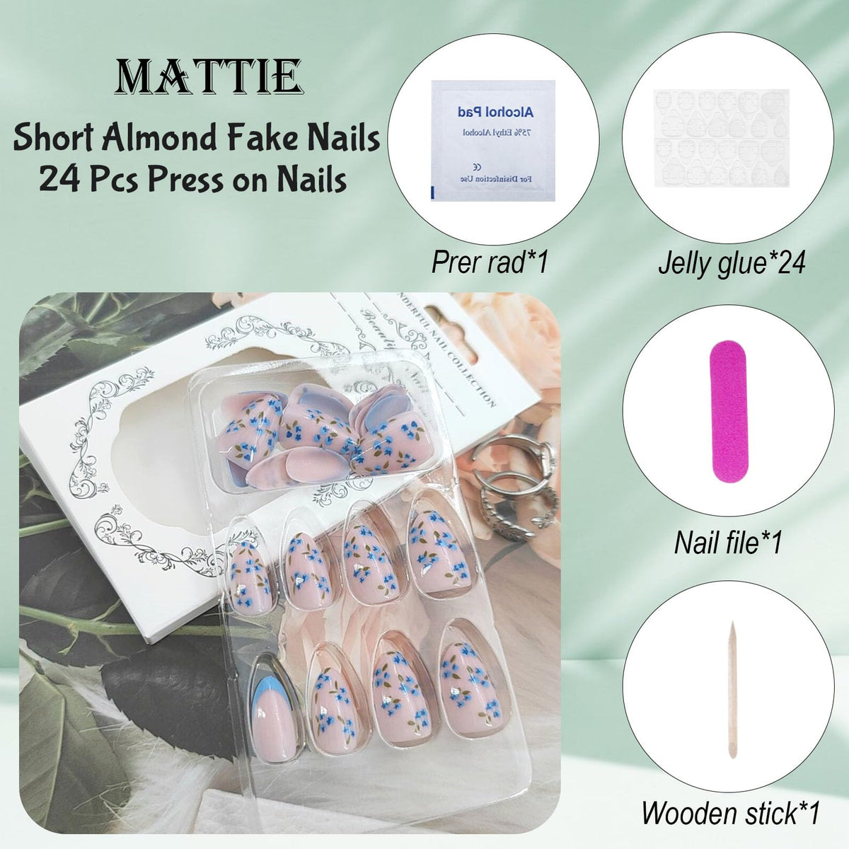 MAOTTIE Press On Nails Almond Blue French Tip lifestyle scene