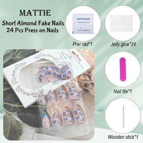 MAOTTIE Press On Nails Almond Blue French Tip lifestyle scene