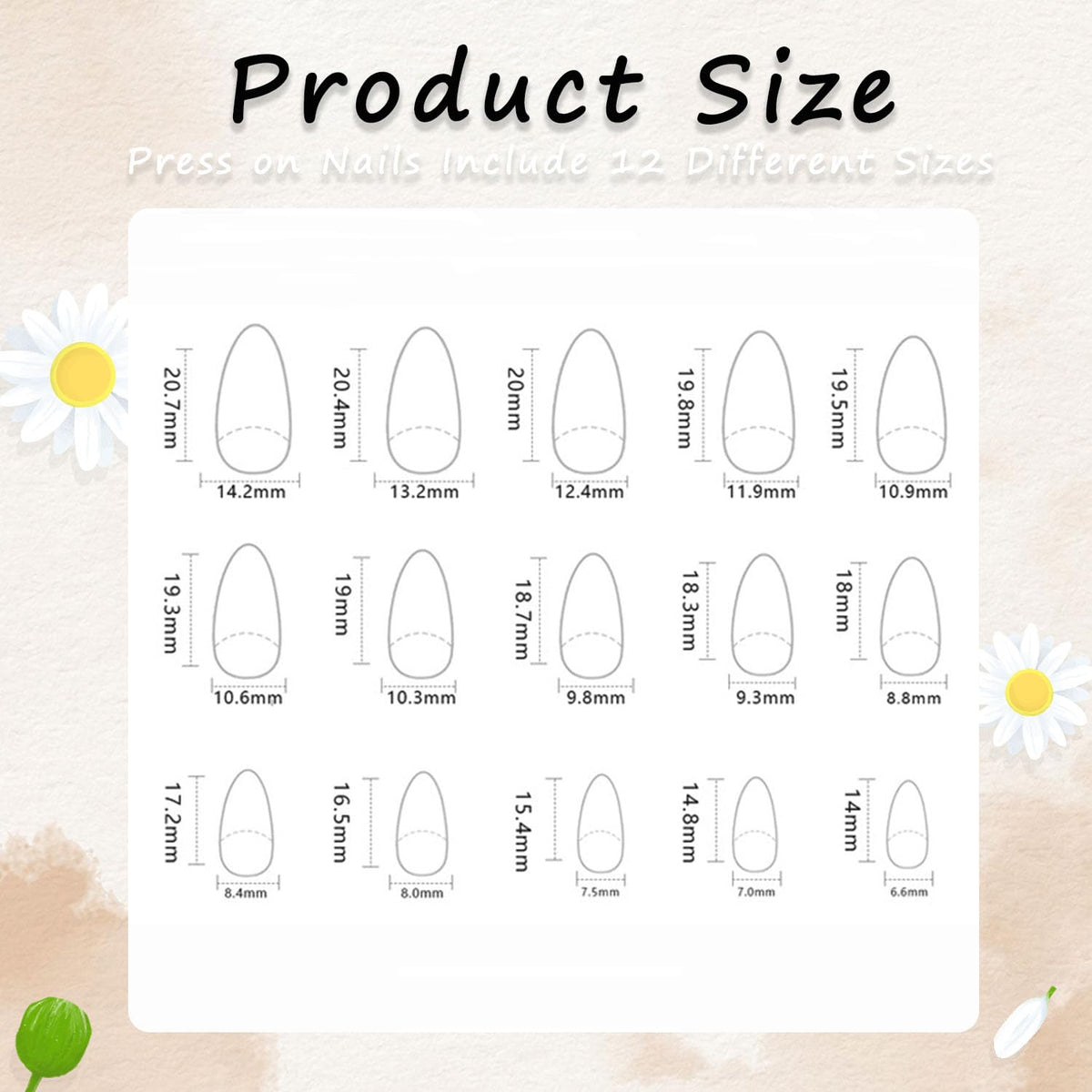 MAOTTIE Press On Nails Almond Blue various sizes display
