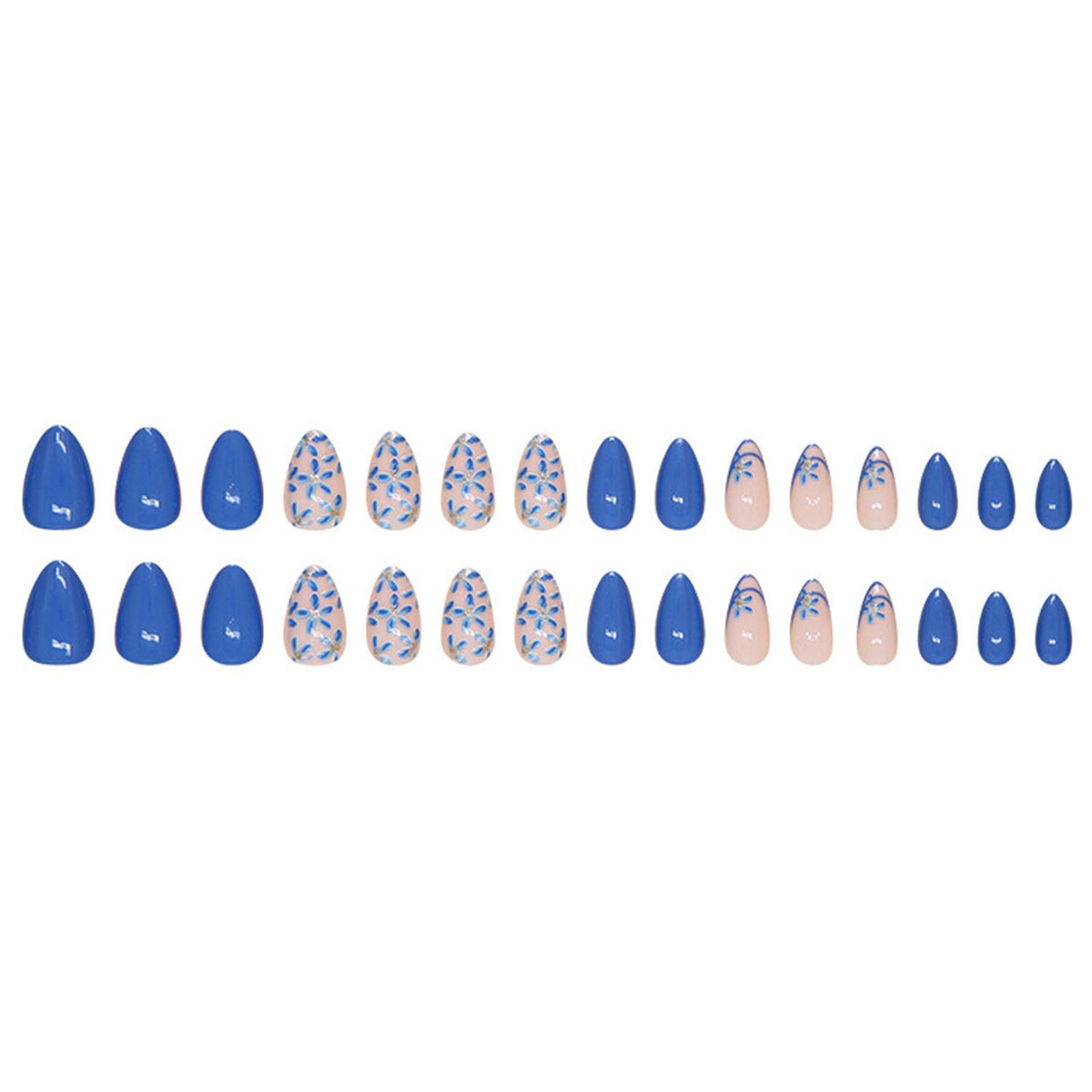 MAOTTIE Press On Nails Almond Blue with jelly glue stickers