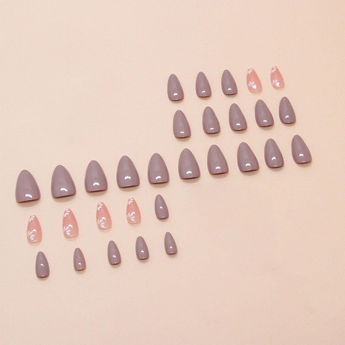 MAOTTIE Short Almond Press On Nails in dark purple with golden glitter