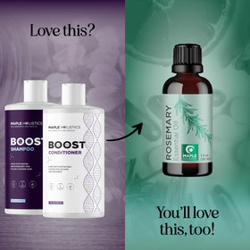 Maple Holistics Biotin Shampoo and Conditioner Set on a bathroom shelf