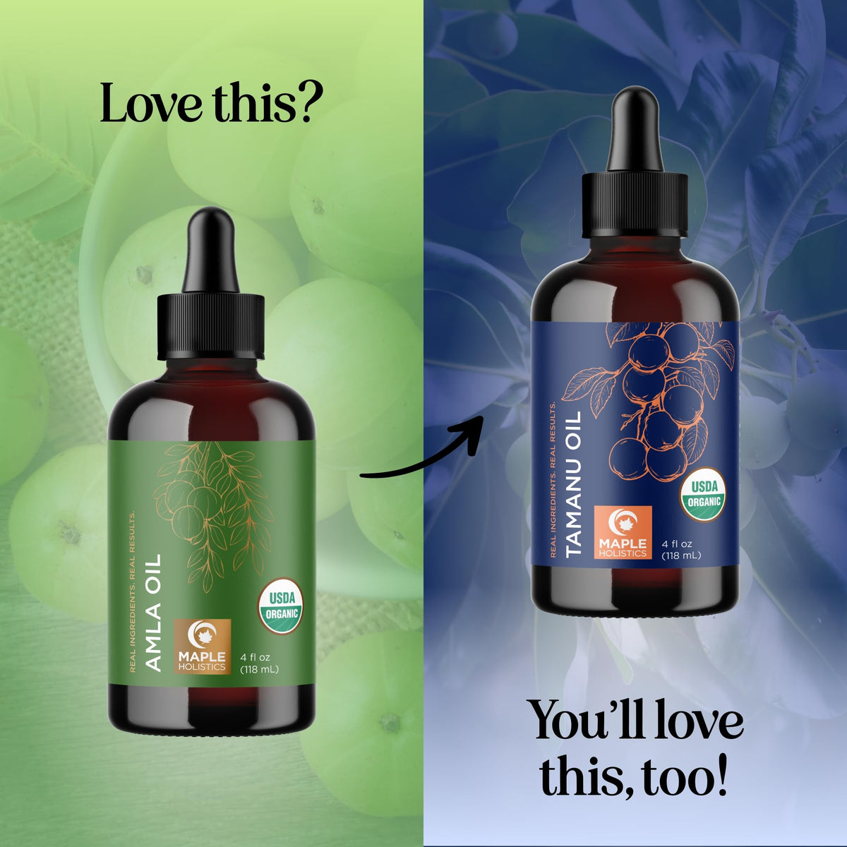 Maple Holistics Organic Amla Oil with fresh amla fruit
