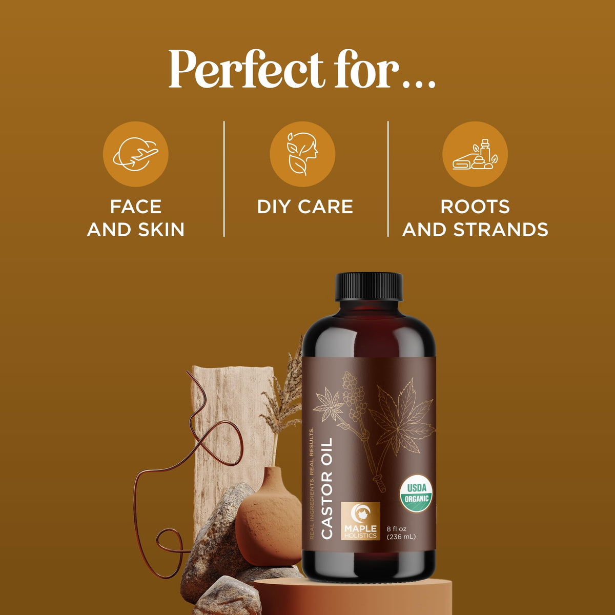 Maple Holistics Organic Castor Oil with essential oils