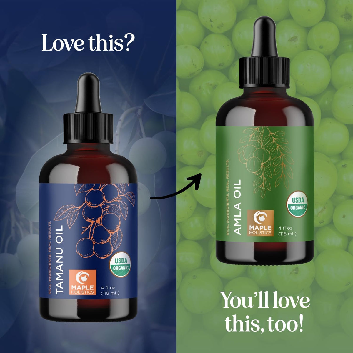 Maple Holistics Organic Tamanu Oil on wooden table