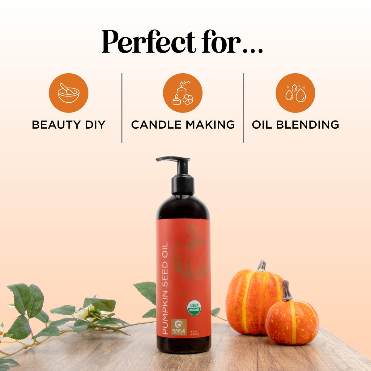 Maple Holistics Pumpkin Seed Oil in a lifestyle setting