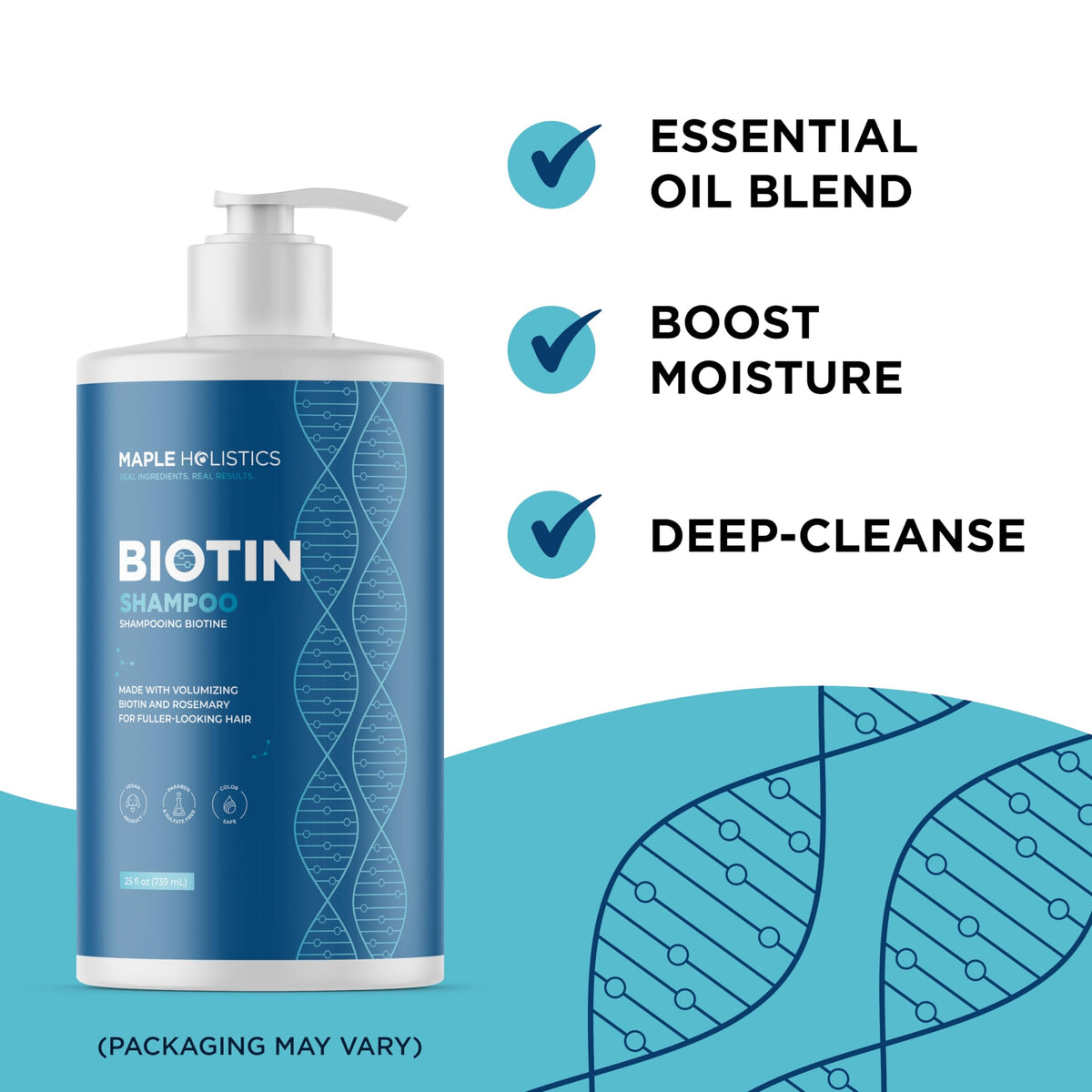 Maple Holistics Rosemary and Biotin Shampoo pouring into hand
