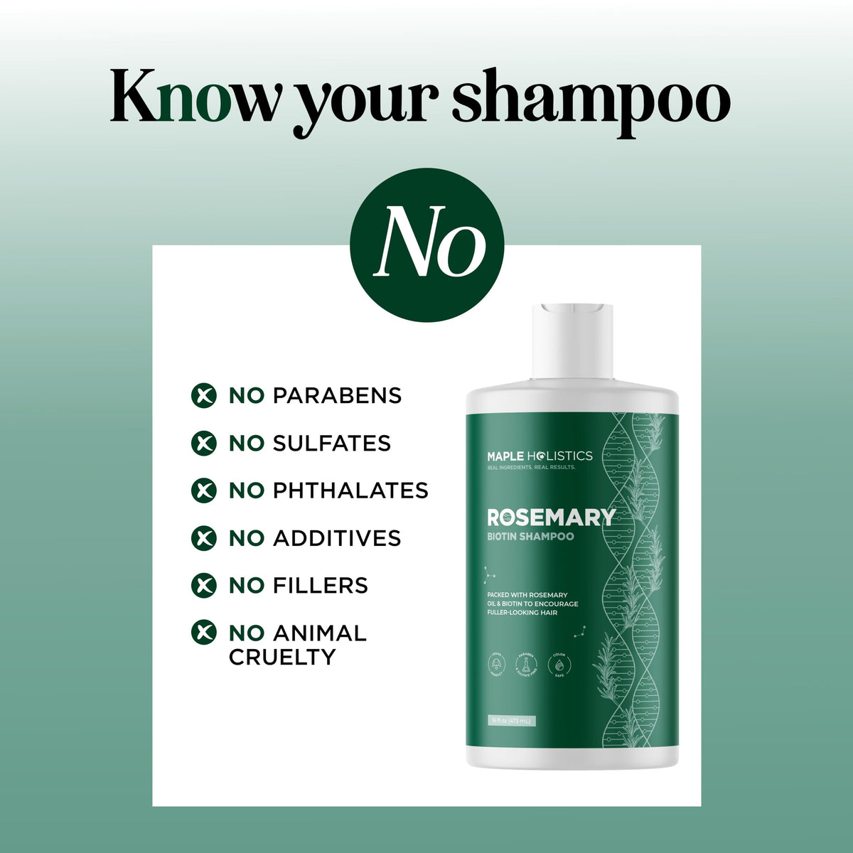 Maple Holistics Volumizing Biotin Shampoo 16 Fl Oz packaging details